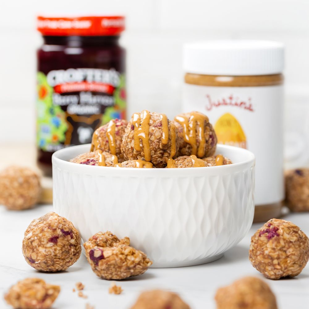 Berry Harvest + Honey Almond Butter Protein Bites 1x1 CROP